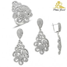 Gümüş zirkon taşlı set